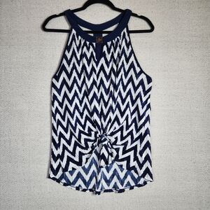 PerSeption Concept Navy & White Chevron Tank Open Back. Size L